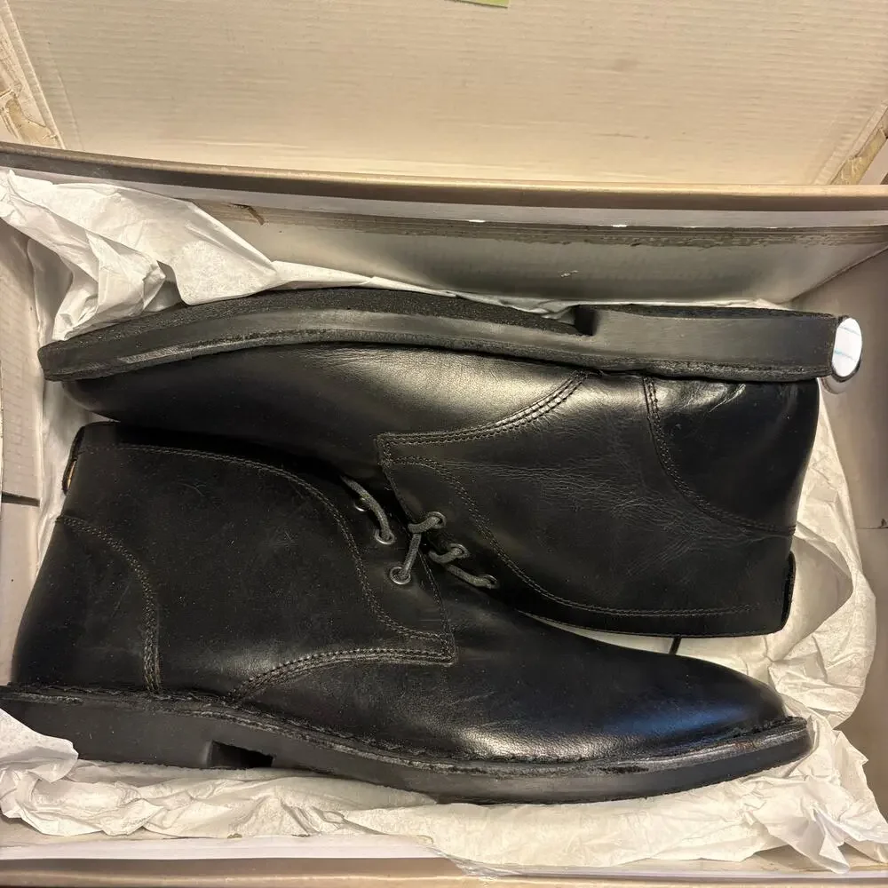 Crown Vintage Mens Casper Chukka Boots 8.5 NWT Black Lace Up Oxford Leather